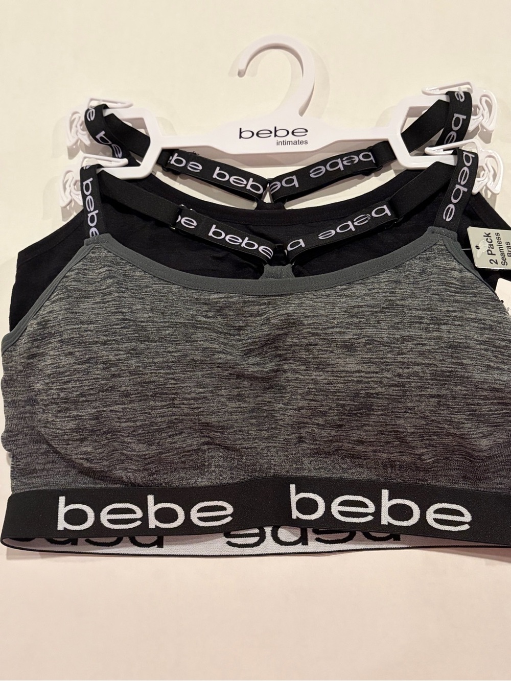 2 pk Seamless BeBe Bras w/ Removable Pads